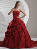 Robe de mariée A-ligne bordeaux en satin bustier traîne courte