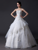 Robe de mariée A-ligne bustier en organza ivoire avec dentelle
