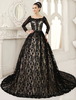 Robe de mariée A-ligne en dentelle avec paillettes encolure dégagée traîne chapelle Milanoo