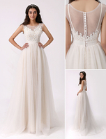 Robe de mariée A-ligne en tulle ivoire avec dentelle