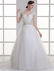 Robe de mariée A-ligne ivoire avec perles de col V