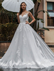 Robe de mariée avec train A-Line Sans manches Tulle Tulle De Jewel Col Robes de mariée