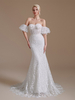 Robe de mariée avec train sans manches en dentelle 30cm Robe de mariée sirène sans bretelles
