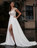 Robe de mariée Beach A-Line Silhouette De Jewel Col Côneau Cors de Mousseline de mousseline
