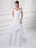 Robe de Mariée Blanche avec Col de Bateau Tulle Robe Trapèze
