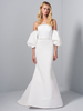 Robe de mariée blanche avec train sans manches dos nu perlé sans bretelles en crêpe extensible robes de mariée