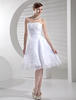 Robe de mariée blanche courte robe de mariée sans bretelles dentelle Applique longueur au genou une robe de réception de mariage en ligne