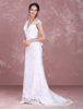 Robe de mariée blanche dentelle V Neck robe de mariée dos nu illusion Keyhole ruban Sash robe de mariée avec le train