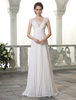Robe de mariée blanche en chiffon col V dos transparent décoré des pailletes zip sur dos longueur au sol robe de mariage