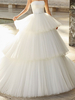 Robe de mariée blanche en tulle robes de mariée sans bretelles en couches robe de mariée princesse