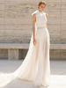 Robe de mariée blanche licou sans manches avec train dentelle dos nu longues robes de mariée