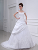 Robe de mariée blanche Off The Shoulder robe de mariée dentelle perles paillettes froncé Dropped taille robe de mariée avec le train