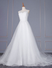 Robe de mariée blanche simple dentelle col en V sans manches taille naturelle dentelle tulle robes de mariée A-ligne