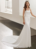 Robe de mariée blanche simple polyester col carré sans manches dos nu sirène robes de mariée