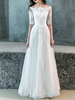 Robe de mariée blanche simple robe de bal hors de lépaule demi-manches appliques robes de mariée