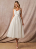 Robe de mariée blanche simple une ligne col en V sans manches dos nu robes de mariée en dentelle