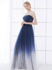Robe de mariée bleu marine sans bretelles sans manches à lacets taille naturelle longueur au sol dentelle tulle une ligne robes de mariée