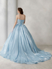Robe de mariée bleue avec train sans bretelles sans manches à lacets taille naturelle longue dentelle polyester robes de mariée