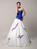 Robe de mariée bleue royale color-block avec dentelle à traîne Milanoo
