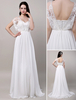 Robe de Mariée Bohème chiffon robe de mariée ivoire A-ligne boutons avec traîne