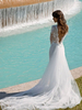 Robe de mariée bohème col et dos en V manche longue à traîne