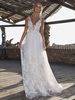 Robe de mariée bohème col V dos à traîne robe de mariage