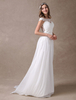 Robe de Mariée Bohème ivoire dentelle mousseline de soie robe de mariée de plage col illusion sans manches avec traîne