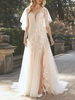 Robe de mariée bohème robe de mariage col V jupe fendue dos nu à traîne
