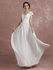 Robe de Mariée Bohème Robe de mariée en mousseline de soie à manches courtes Milanoo