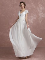 Robe de Mariée Bohème Robe de mariée en mousseline de soie à manches courtes Milanoo