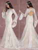 Robe de Mariée Bohème Robes de mariée Boho sirène plage robe de mariée en dentelle applique Champagne avec traîne Milanoo