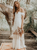 Robe de mariée bohémienne ivoire en dentelle hors de l\