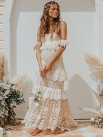 Robe de mariée Boho 2022 sur lépaule étage longueur multicouche en dentelle robes de mariée