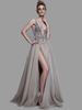 Robe de mariée Boho 2022 Une ligne Profonde V Cou Bretelles Sans Manches Split Front Floor Longueur Robes De Bal