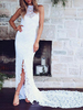 Robe De Mariée Boho En Dentelle Col Haut Jupe Fendu à Traîne Sans Manches Dos Nu Robe de Mariage