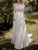 Robe de Mariée Boho En Dentelle Dos Nu Avec Traîne Manches Longues Robe de Mariage 2021