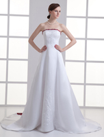 Robe de mariée bustier en satin blanc avec paillettes