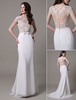 Robe de Mariée Chic Robe Mariage Sirène Dentelle Ivoire Avec Traîne Sans Manche Dos Transparent Milanoo