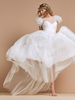 Robe de mariée col bijou manches courtes longueur au sol robes de mariée en dentelle