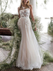 Robe de mariée col bijou Une ligne sans manches fleurs sol longueur robes de mariée dos nu