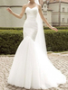 Robe de mariée col chérie sans manches taille naturelle plissé tribunal train robes de mariée