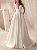 Robe de Mariée Col en V Robe à Bretelle Simple Dos Nu Avec Traîne Robe de Mariage 2022