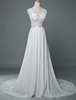 Robe de mariée Col en v Robe en mousseline de soie à traîne robes de mariage