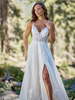 Robe de mariée col en V sans manches avec traîne robes de mariée en tulle