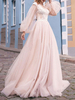 Robe de mariée col en V une ligne manches longues en dentelle de perles robes de mariée Vintage