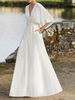 Robe de mariée col V demie-manche jupe au sol