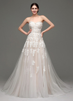 Robe de mariée colorée champagne en tulle bustier laçage sur dos à traîne robe de mariage