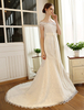 Robe de mariée court hall sirène col bateau manches courtes à taille naturelle lacets de dentelle ivoire avec jupon 30cm