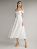 Robe de mariée courte à col bijou sans manches ligne a longueur thé robes de mariée