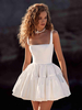 Robe de mariée courte col carré sans manches robes de mariée courtes courtes